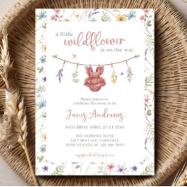 Bewerkbaar Een beetje Wildflower Baby shower Invit Kaart