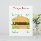 Bewerkbaar eenvoudig hamburgermenu (Staand voorkant)