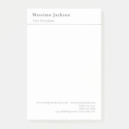 Bewerkbaar Eenvoudig Zwart & Wit Professioneel Mod Post-it® Notes (Voorkant)