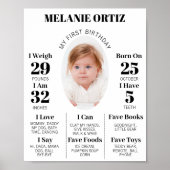 Bewerkbaar eerste verjaardag 1 jaar foto-Baby Poster (Voorkant)