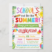Bewerkbaar Einde-Schoolfeest School Is Uit Feest Kaart (Voorkant)
