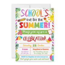 Bewerkbaar Einde-Schoolfeest School Is Uit Feest