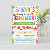 Bewerkbaar Einde-Schoolfeest School Is Uit Feest Kaart (Staand voorkant)