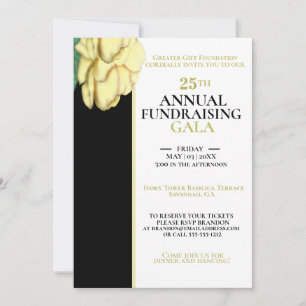 Bewerkbaar Elegant Wit, Zwart Charity Event Gala Kaart