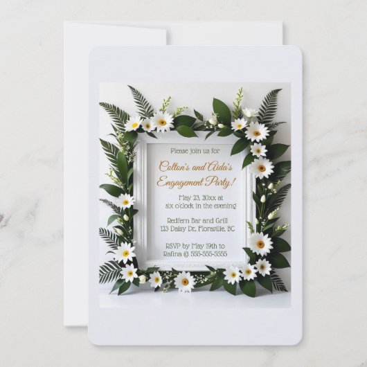 Bewerkbaar Elegante Madeliefjes Frame Kaart (Voorkant)