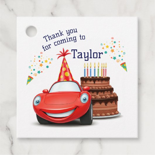 Bewerkbaar en afdrukbaar ontwerp Cars-thema Bedankjes Labels (Voorkant)