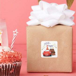 Bewerkbaar en afdrukbaar ontwerp Cars-thema Vierkante Sticker