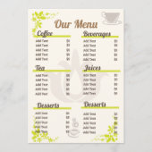 Bewerkbaar en volledig menu Koffie (Voorkant)