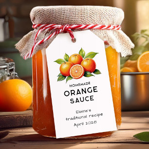 Bewerkbaar etikett voor oranje saus in keuken voor cadeaulabel