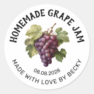 Bewerkbaar etikette voor het inmaken van druivenja ronde sticker