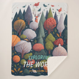 Bewerkbaar Fantasy garen, bosvogels en bomen Sherpa Deken