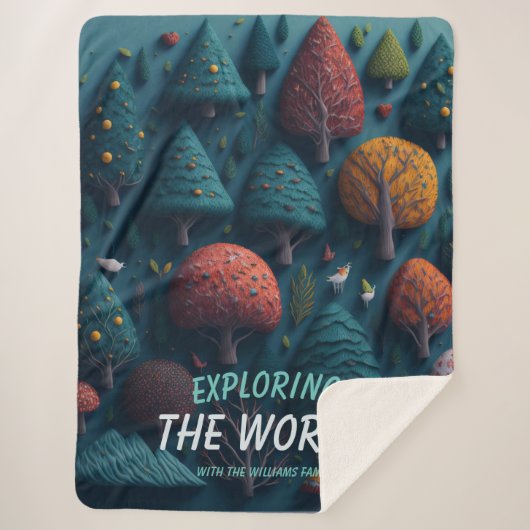 Bewerkbaar Fantasy garen, bosvogels en bomen Sherpa Deken (Voorkant)