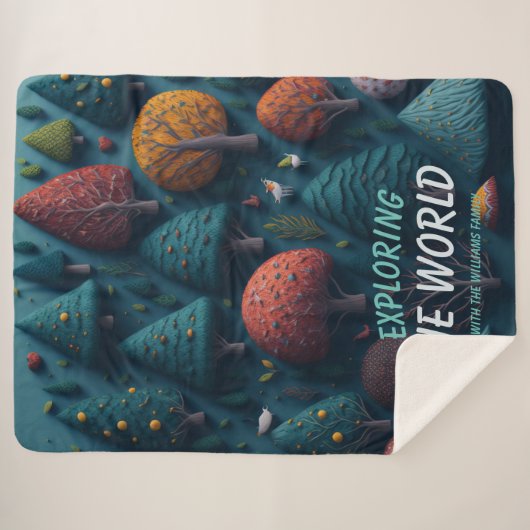 Bewerkbaar Fantasy garen, bosvogels en bomen Sherpa Deken (Voorkant (horizontaal))