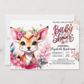 Bewerkbaar Fawn-Baby shower Kaart (Voorkant)
