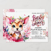 Bewerkbaar Fawn-Baby shower Kaart (Voorkant / Achterkant)