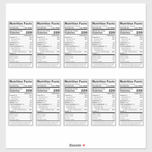 Bewerkbaar FDA-compatibel aangepast voedingsvoedse Sticker (Vel)