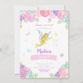 bewerkbaar feeëriek verjaardagsfeest kaart (Voorkant)