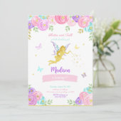 bewerkbaar feeëriek verjaardagsfeest kaart (Staand voorkant)