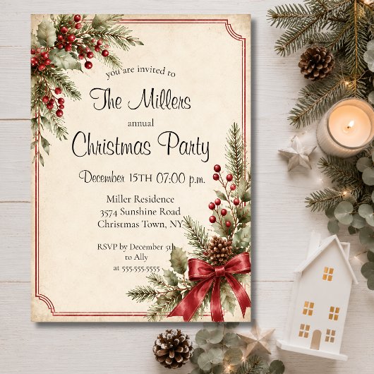 Bewerkbaar Festive Kerst Dinner Kaart