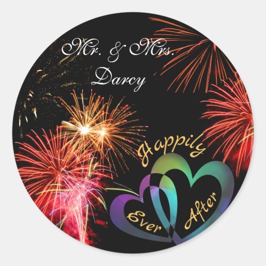Bewerkbaar - Fijne Eind Met Vuurwerk Ronde Sticker (Voorkant)