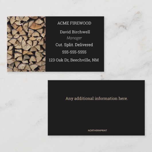 bewerkbaar Firewood Visitekaartje (Voorkant / Achterkant)