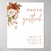 Bewerkbaar Floral Sunset Bruiloft Gastenboek Sign Poster (Voorkant)