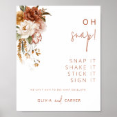 Bewerkbaar Floral Sunset Wedding Foto Gastenboek Poster (Voorkant)