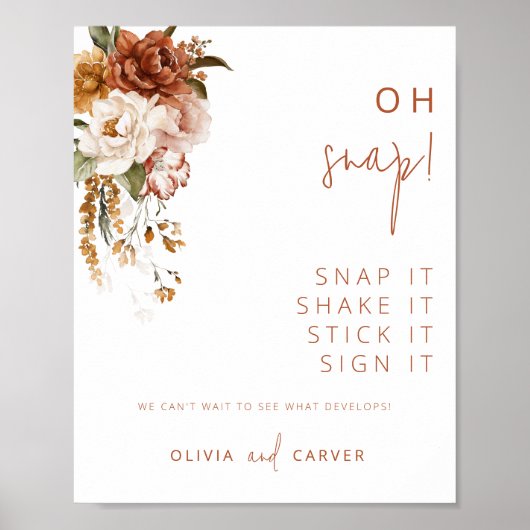 Bewerkbaar Floral Sunset Wedding Foto Gastenboek Poster (Voorkant)