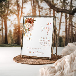 Bewerkbaar Floral Sunset Wedding Foto Gastenboek Poster