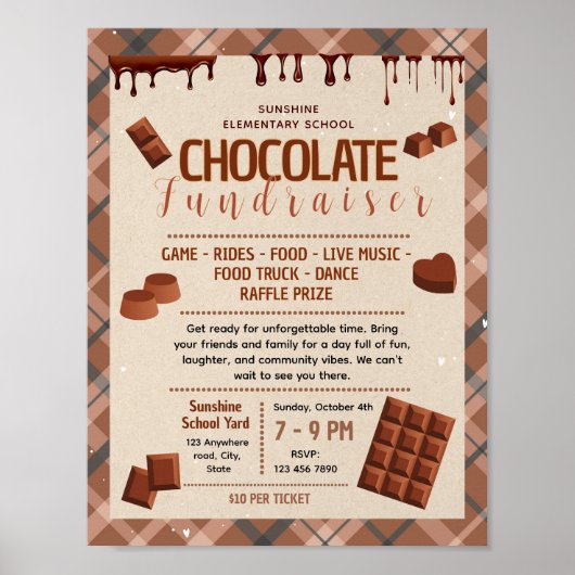 Bewerkbaar flyer voor chocolade fondsenwerving poster (Voorkant)