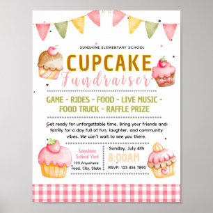 Bewerkbaar flyer voor cupcake bak verkoop fondsenw poster