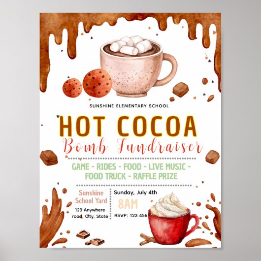 Bewerkbaar flyer voor hete cacaobom poster (Voorkant)