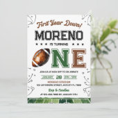 Bewerkbaar Football Verjaardagsuitnodiging Eerste  Kaart (Staand voorkant)