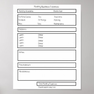 Bewerkbaar formulier Maandelijkse bedrijfskostenov Poster