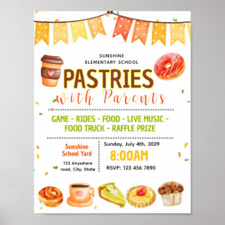 Bewerkbaar gebak met ouder fundraiser flyer poster