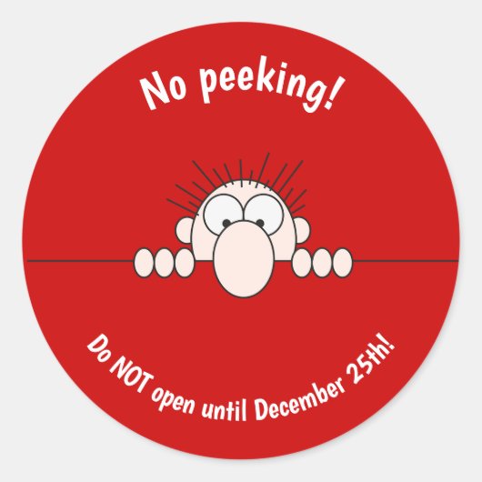 Bewerkbaar Geen gluren Kerstmis Ronde Sticker (Voorkant)