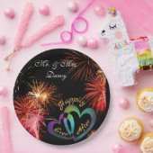 Bewerkbaar - Gelukkig altijd na met Fireworks Papieren Bordje (Feest)