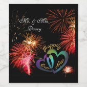 Bewerkbaar - Gelukkig altijd na met Fireworks Wijn Etiket (Enkel label)