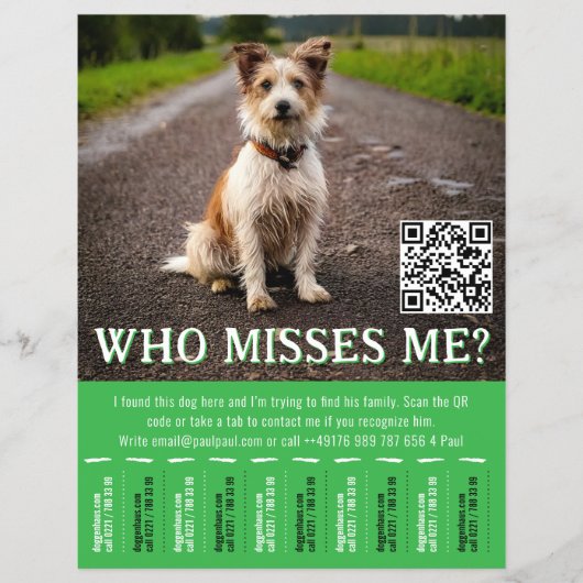 Bewerkbaar Gevonden Hond Poster Met QR-code & Afsc Flyer (Voorkant)