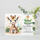 Bewerkbaar Giraffe-Baby shower Kaart (Staand voorkant)