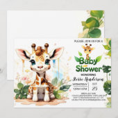 Bewerkbaar Giraffe-Baby shower Kaart (Voorkant / Achterkant)
