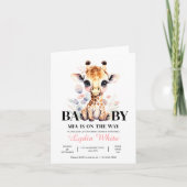 BEWERKBAAR Giraffe Baby shower meisje baby shower (Voorkant)