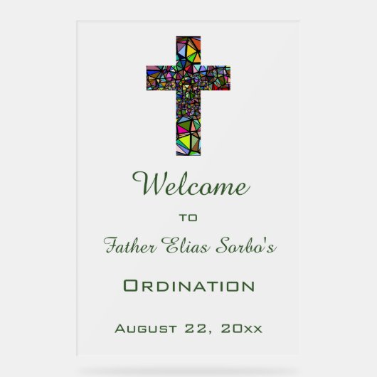 Bewerkbaar Glas in lood Cross Religious Event Acryl Bord (Voorkant)