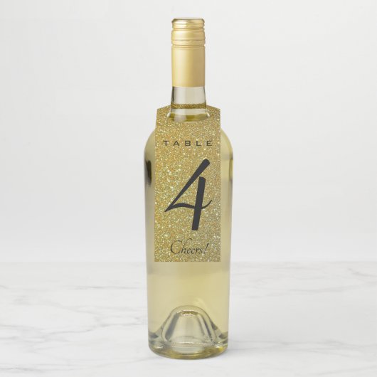 Bewerkbaar Gold Glitter-tabelnummer Flessenhanger (Op fles)