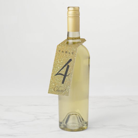 Bewerkbaar Gold Glitter-tabelnummer Flessenhanger (Schuin)