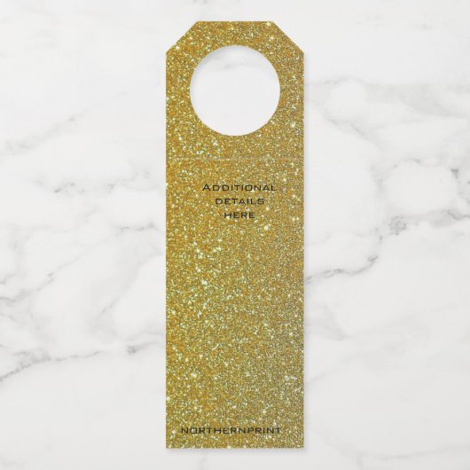 Bewerkbaar Gold Glitter-tabelnummer Flessenhanger (Achterkant)