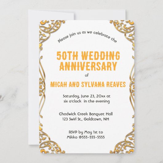 Bewerkbaar Gold Swirl-Lijst Kaart (Voorkant)