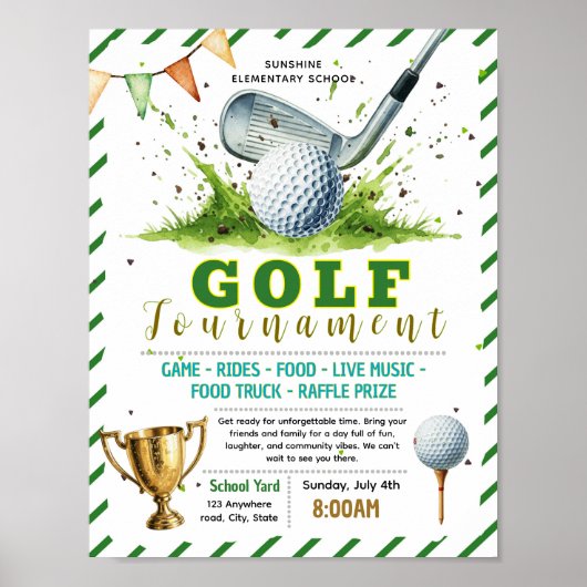Bewerkbaar golf fondsenwervingsflyer poster (Voorkant)