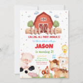 Bewerkbaar Groen Boerderij Verjaardagsfeest Kaart (Voorkant)