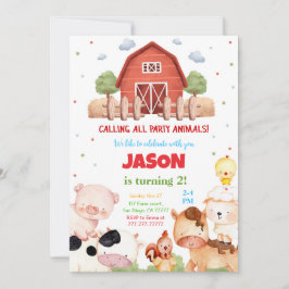 Bewerkbaar Groen Boerderij Verjaardagsfeest Kaart